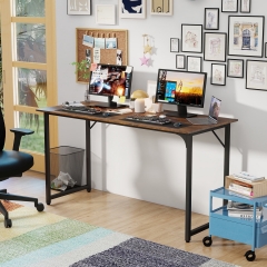 PayLessHere 55 Inch Vintage Computer Desk with Metal Frame, Adjustable Feet,Pack of 1