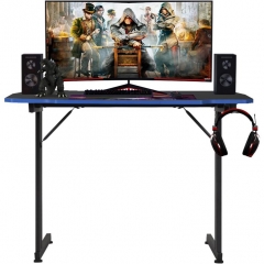 PayLessHere 39 Inch Z-Shaped Gaming Desk with Headphone Hook,Blue
