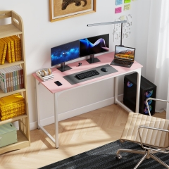 PayLessHere 47 Inch Computer Desk,Pink Office Desk with Metal Frame, Adjustable Feet,Pack of 1