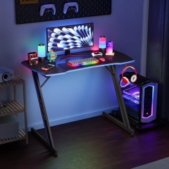 PayLessHere 35 Inch Modern Z-Shaped Gaming Desk,Blue