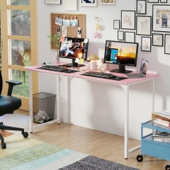 PayLessHere 55 Inch Pink Computer Desk with Metal Frame, Adjustable Feet,Pack of 1