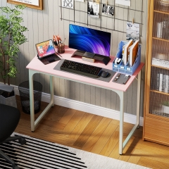 PayLessHere 39 Inch Computer Desk,Pink Office Desk with Metal Frame, Adjustable Feet,Pack of 1
