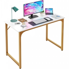 BestOffice 39 inch Computer Desk Modern Writing Desk, Simple Study Table, Industrial Office Desk, Sturdy Laptop Table for Home Office,Gold