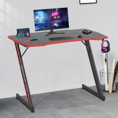 PayLessHere 39 Inch Z-Shaped Gaming Desk with Headphone Hook Sturdy with Spacious Desktop,Red