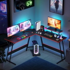 FDW L Shaped Desk Corner Gaming Desk with Large Desktop Studying Working Desk, Black
