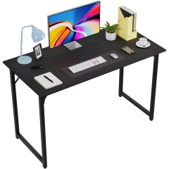FDW 47 inch Computer Desk, Adjustable Sturdy Laptop Table for Adults with Metal Frame, Black