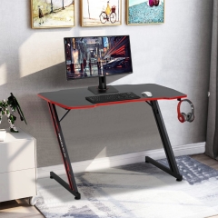 PayLessHere 35 Inch Modern Z-Shaped Gaming Desk,Red