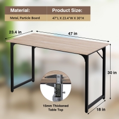 FDW 47.2 inches Computer Desk,Modern Simple Style PC Desk with Metal Frame，Nature