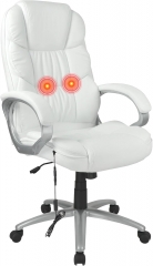 Office Chair Ergonomic High-Back Executive Desk Chair with Adjustable Swivel Task Chair PU Leather Computer Chair with Armrests Lumbar Support White