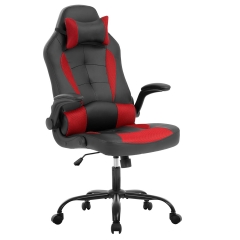 PC Gaming Chair Ergonomic Office Chair Computer Desk Chair with Armrests Headrest and Lumbar Support High Back PU Leather Chair for Home (Red)