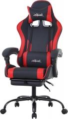 Ergonomic Racing Desk Chair Computer Chair Gaming Chair with Footrest Lumbar Support Headrest Armrest Task Rolling Swivel Ergonomic Gamer Chair (Red)