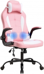 Gaming Chair Office Chair Desk Chair Racing Executive PU Leather Ergonomic Massage Computer Chair with Lumbar Support  Chair for Girls, Pink