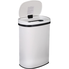 FDW 13 Gallon Stainless Steel Touchless Garbage Trash Can with Motion Sensor for Indoor Use(White)