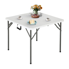 FDW 34" Square Plastic Folding Card Table, with Collapsible Legs and Carrying Handle,White FDW 34" Square Plastic Folding Card Table, with Collapsible Legs and Carrying Handle,White