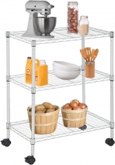FDW Tier Wire Shelving 23x13 x32 Layer Storage Shelves with Wheels for Small Places,Chrome