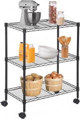 FDW Tier Wire Shelving 23x13 x32 Layer Storage Shelves with Wheels for Small Places,Black