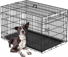 Large Dog Crate 42inch Dog Cage Foldable Metal Kennel with Leakproof Tray Foldable Design Indoor Outdoor Use for Large Dogs,Black
