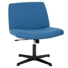 PayLessHere Criss Cross-Leg Office Chair - Armless Adjustable Fabric Seat,with No Wheels, Blue