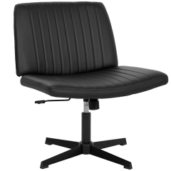 PayLessHere Criss Cross-Leg Office Chair - Armless Adjustable Fabric Seat,with No Wheels, Black