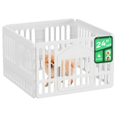 FDW Dog Playpen with Door, 24 Inch 4-Panel Puppy Play Pen for Small Dogs , Indoor Outdoor Plastic Pet Fence, Secure Locking Gate Pen, 38"L x 38"W x 24