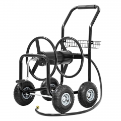 PayLessHere Hose Reel Hold up To 300 ft with 4 Wheels Storage Basket,Black