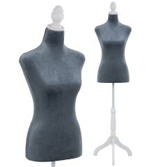 FDW 63 inch Adjustable Female Mannequin with Wooden Tripod Stand, Perfect for Display(Grey)
