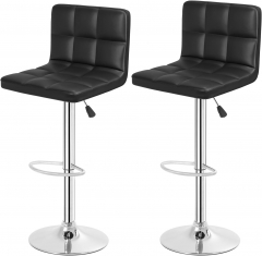 FDW Bar Stool with Swivel & Adjustable Height, Black, Set of 2