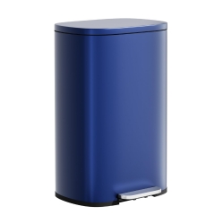 Stainless Steel Trash Can with Lid - Removable Inner Bucket, Foot Pedal Soft Close for Office, Home, Kitchen Garbage Bin (Deep Blue, 13 G)