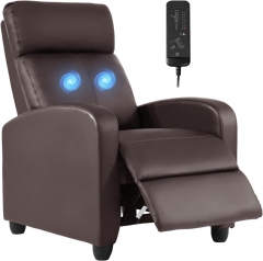 FDW Recliner Sofa Massage Chair Home Theater Seating with Lumbar Support and Padded Backrest for Living Room and Bedroom (Leather, Brown)