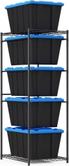 BestOffice 5-Tier Tote Storage Rack Wire Storage Shelving Unit Metal Rack Organizer System for 27 Gallon Bins
