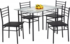 PayLessHere Kitchen Dining Room Table and Chairs Set 5-Piece Classic Dining Table Set for 4,with Metal Legs for Dining Room Black PayLessHere Kitchen Dining Room Table and Chairs Set 5-Piece Classic Dining Table Set for 4,with Metal Legs for Dining Room Black