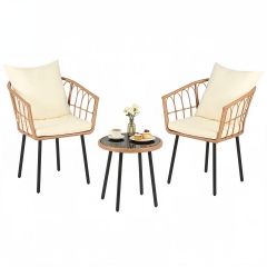 PayLessHere 3 Piece Patio Bistro Set, Outdoor Wicker Apartment Balcony Furniture Sets, All-Weather Rattan Balcony Furniture Set for Patio Beige PayLessHere 3 Piece Patio Bistro Set, Outdoor Wicker Apartment Balcony Furniture Sets, All-Weather Rattan Balcony Furniture Set for Patio Beige