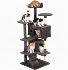 FDW 54" Cat Tree Tower | Purple Gray Multi-Level Indoor Activity Center with Sisal Scratching Posts FDW 54" Cat Tree Tower | Purple Gray Multi-Level Indoor Activity Center with Sisal Scratching Posts