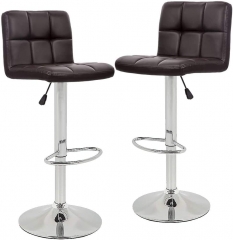 Modern Adjustable Synthetic Leather Swivel Bar Stools Chairs B06-Sets of 2