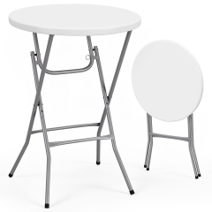 32" Round 43" Bar Height White Granite Plastic Folding Table, Portable Commercial Cocktail Table for Wedding Party Outdoor, White 32" Round 43" Bar Height White Granite Plastic Folding Table, Portable Commercial Cocktail Table for Wedding Party Outdoor, White