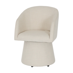 Swivel Dining Chair Upholstered Barrel Back Chair, Beige