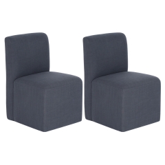 Set of 2 Modern Upholstered Dining Chair with Casters,Blue