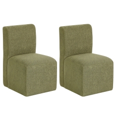 Set of 2 Modern Upholstered Dining Chair with Casters,Green