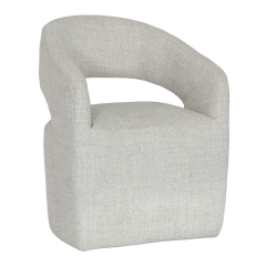 Upholstered Accent Chair with Curved Open Back, Grayish
