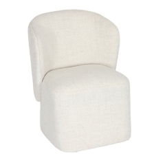 Upholstered Dining Chair with Curved Barrel Back, Beige