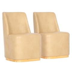 Leather Dining Chairs Set of 2 with Rubberwood Legs,Yellow