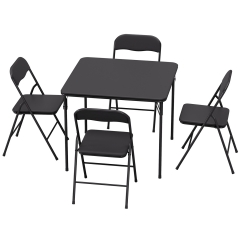 BestOffice 5 Piece Folding Table and Chairs Set, 4 PU Padded Foldable Chairs Portable Dining Set for Kitchen Patio Party Camping Black BestOffice 5 Piece Folding Table and Chairs Set, 4 PU Padded Foldable Chairs Portable Dining Set for Kitchen Patio Party Camping Black