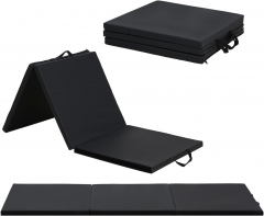 Gymnastics Exercise Mat Thick Gymnastics Tumbling Mats Pad Home Exercise Panel Mat With Carrying Handles (Black)
