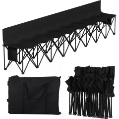 8-Seat Portable Folding Sports Team Bench Black with Storage Bag 8-Seat Portable Folding Sports Team Bench Black with Storage Bag