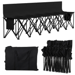 6-Seat Portable Folding Sports Team Bench Black with Storage Bag 6-Seat Portable Folding Sports Team Bench Black with Storage Bag