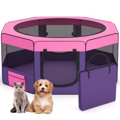 Portable Dog & Cat Playpen Foldable Enclosed Soft-Sided Crate Cage Pink/Purple Portable Dog & Cat Playpen Foldable Enclosed Soft-Sided Crate Cage Pink/Purple