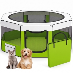 Portable Dog & Cat Playpen Foldable Enclosed Soft-Sided Crate Cage Grey/Lime Green Portable Dog & Cat Playpen Foldable Enclosed Soft-Sided Crate Cage Grey/Lime Green