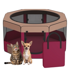 Portable Dog & Cat Playpen Foldable Enclosed Soft-Sided Crate Cage Brown/Burgundy Portable Dog & Cat Playpen Foldable Enclosed Soft-Sided Crate Cage Brown/Burgundy