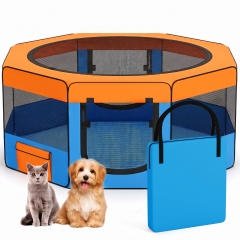 Portable Dog & Cat Playpen Foldable Enclosed Soft-Sided Crate Cage Orange/Blue Portable Dog & Cat Playpen Foldable Enclosed Soft-Sided Crate Cage Orange/Blue