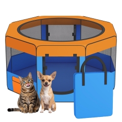 Portable Dog & Cat Playpen Foldable Enclosed Soft-Sided Crate Cage Orange/Blue Portable Dog & Cat Playpen Foldable Enclosed Soft-Sided Crate Cage Orange/Blue